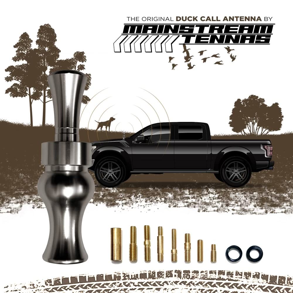 Duck Call Truck Antenna, Short 5.5 Inch Heavy Duty Anodized Aluminum Radio Antenna, Universal Kit Fits Most Trucks Including F150, F250, Clear Signal