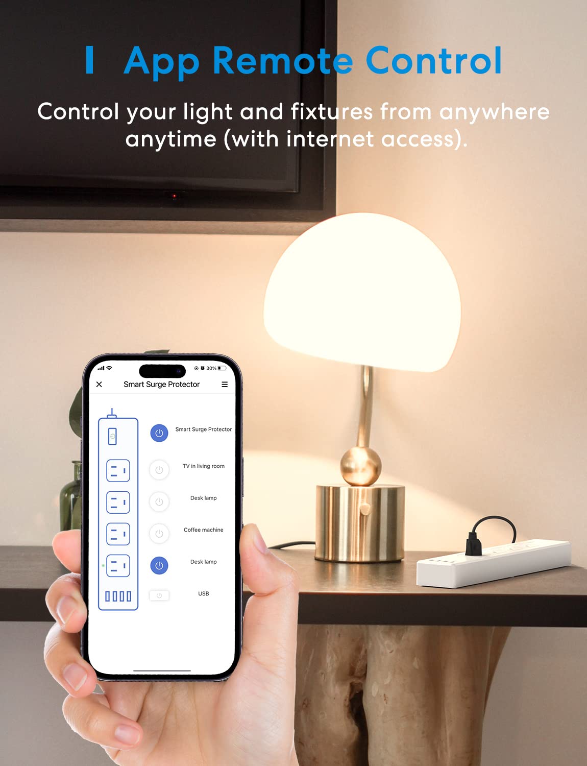 Meross Smart Power Strip Compatible with Apple HomeKit, Siri, Alexa, Google Home and SmartThings, WiFi Surge Protector with 4 AC Outlets, 4 USB Ports
