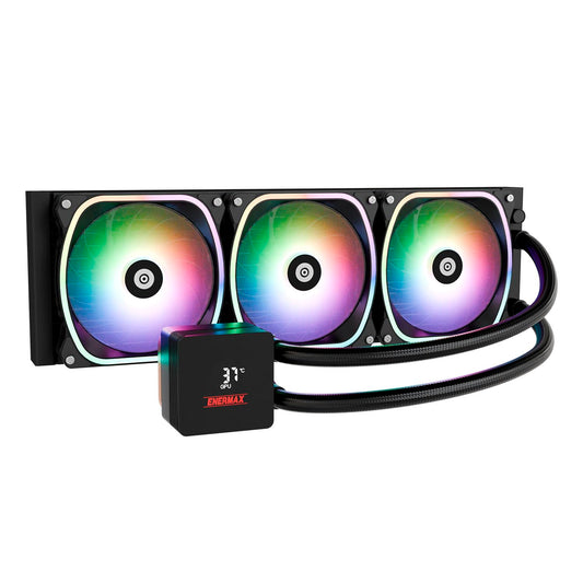 ENERMAX AquaFusion V2 360mm ARGB AIO CPU Liquid Cooler w/Digital Display, 3X 120mm PWM Fan 380W TDP, for Intel 1851/1700/1200/115X, AMD AM5/AM4