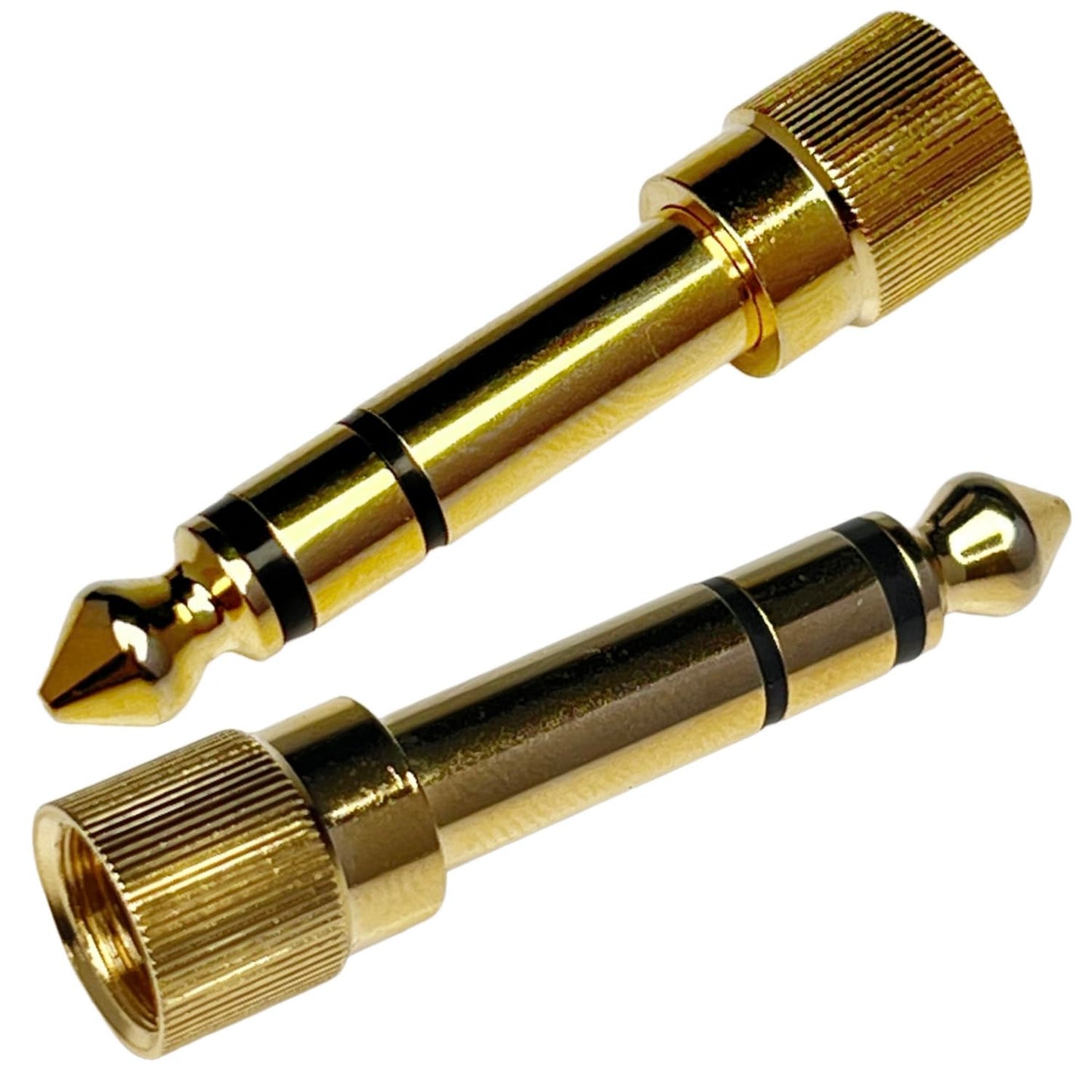 CESS 2-Pack 1/4" Stereo Phone Screw-On Adapter - Male 1/8" to Male 1/4" - 3.5mm Stereo to 6.35mm Stereo