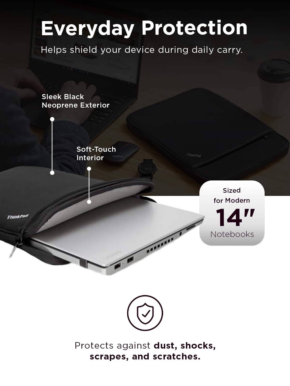 Lenovo ThinkPad 14-Inch Laptop Sleeve - Slim Protective Notebook & Tablet Case Compatible with ThinkPad, MacBook Air & MacBook Pro - Lightweight