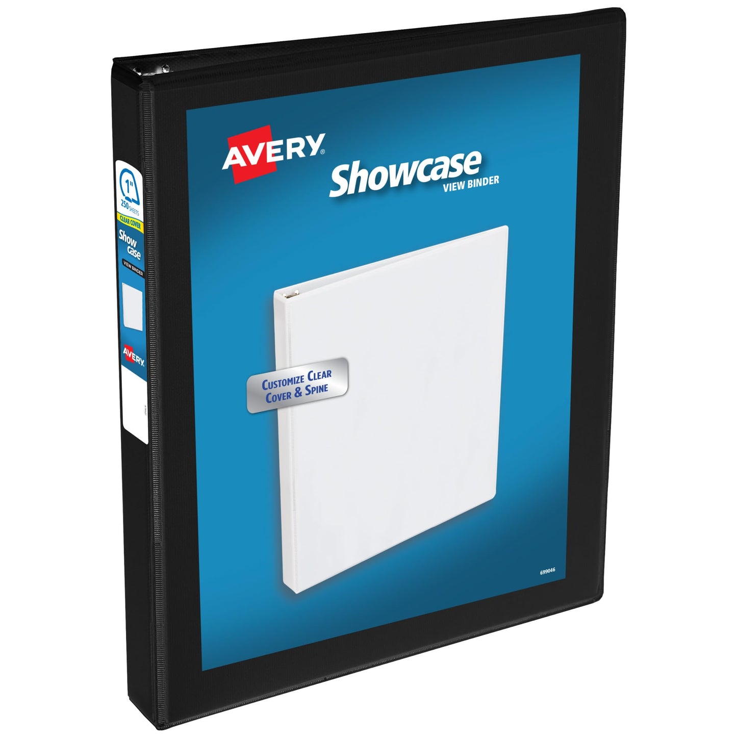 Avery Showcase Standard View 3 Ring Binder, 1" Slant Rings, 250-Sheet Capacity, 1.4 Inch Wide Spine, 1 Black Binder, Ideal for Lightweight