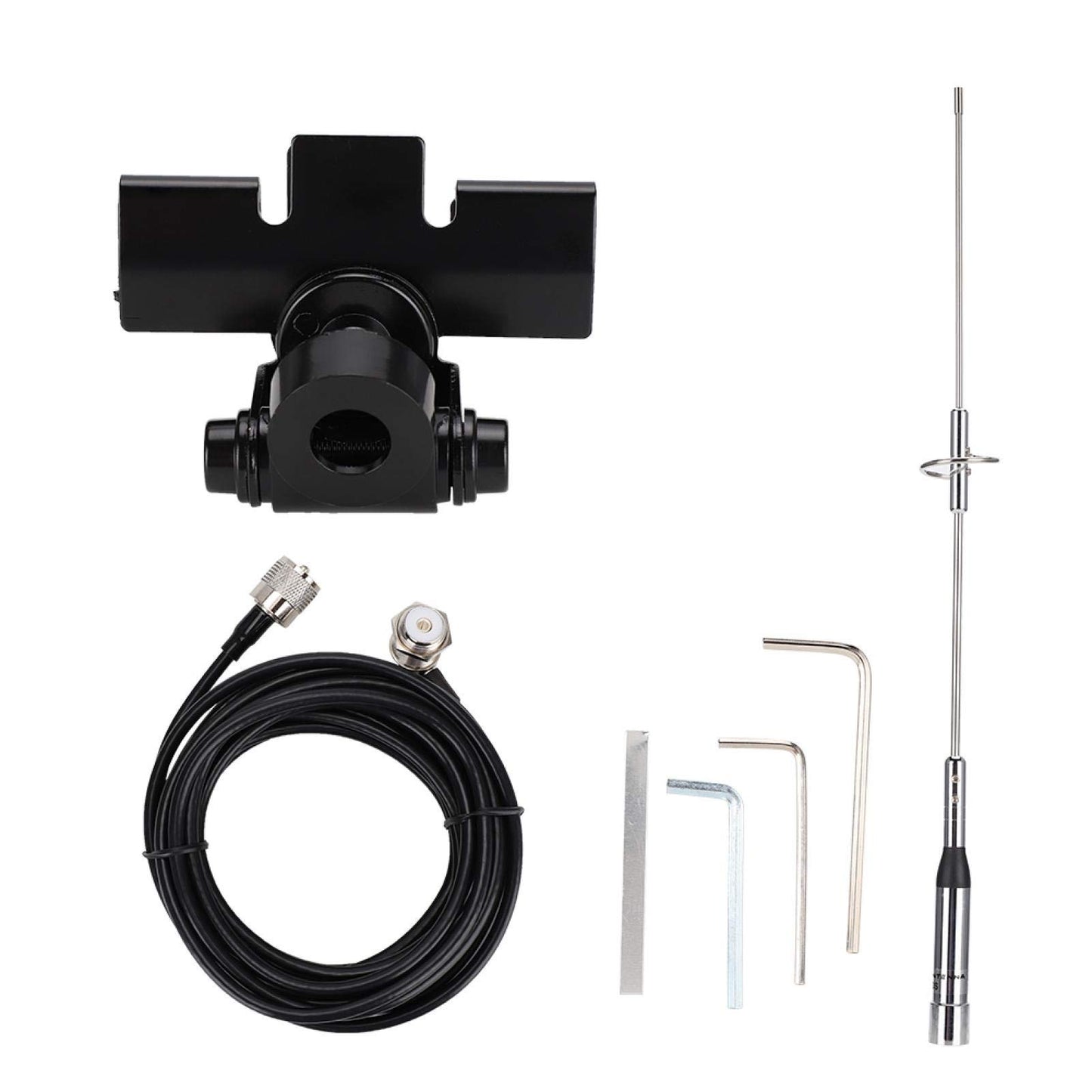 NL-770S Dual Band Antenna Set, 144/430Mhz UHF/VHF 5m RG-58 /U Cable with PL-259/SO-239/UHF Female/Male Connector Car Radio Antenne Mobile/Station
