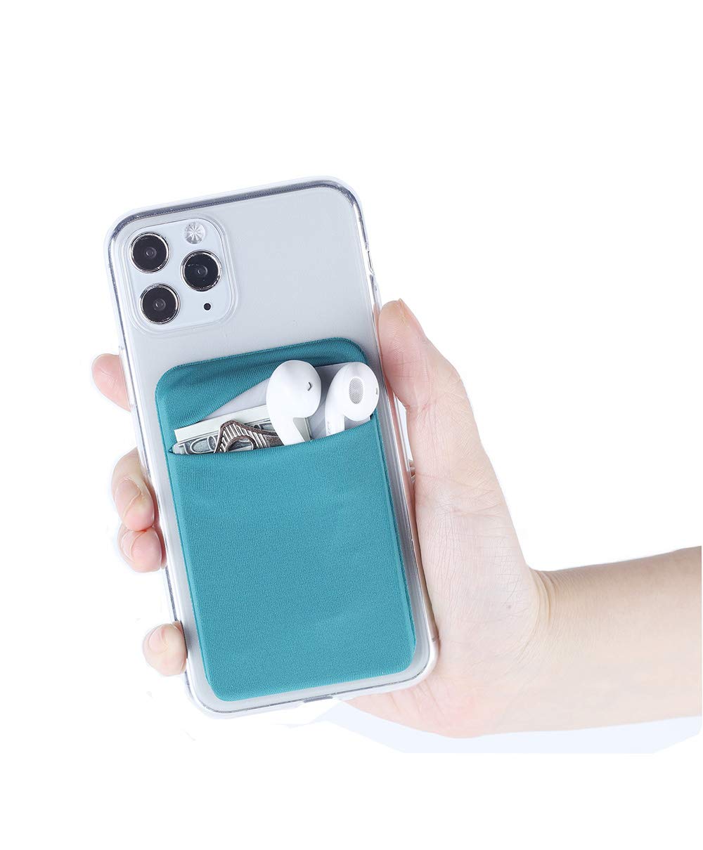 3Pack Cell Phone Card Holder for Back of Phone,Stretchy Stick on Wallet Pocket Credit Card ID Case Pouch Sleeve Self Adhesive Sticker for iPhone