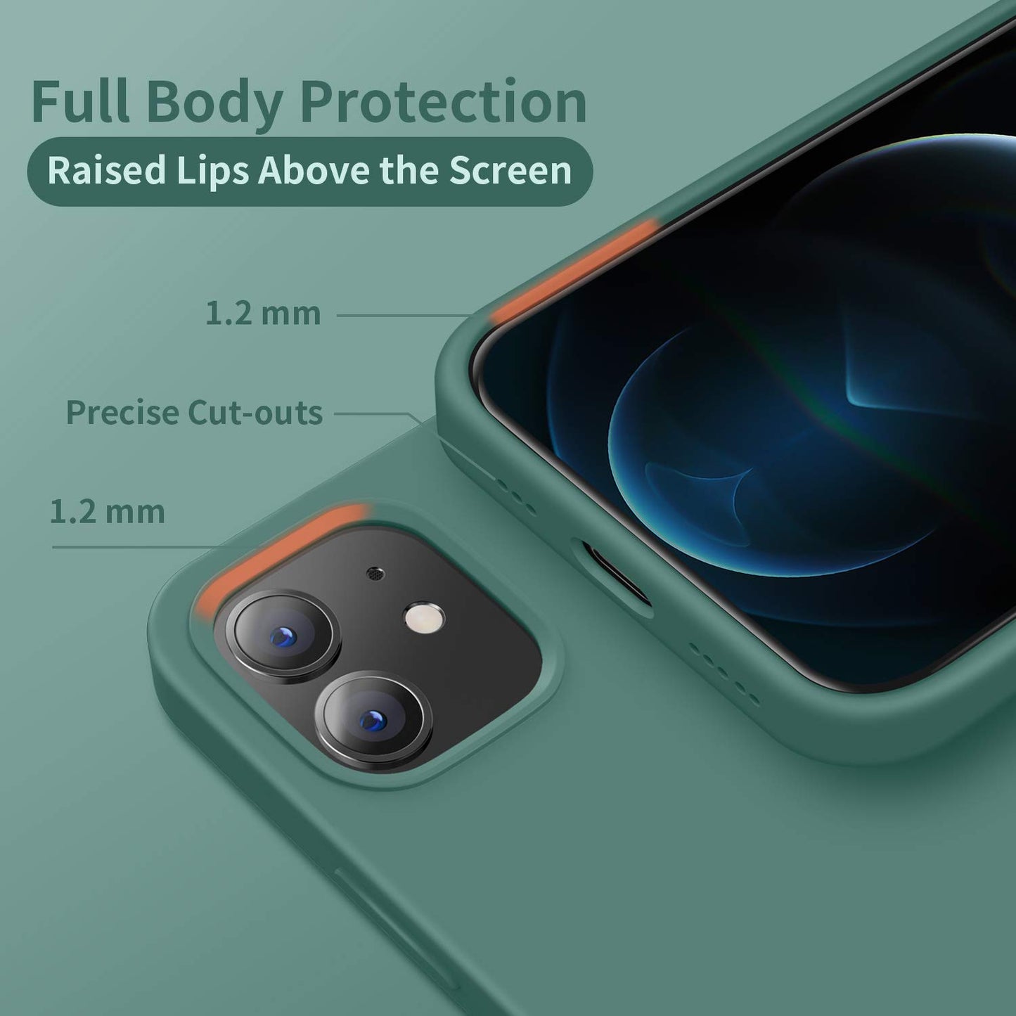 Cordking Designed for iPhone 12 Case, Designed for iPhone 12 Pro Case, Silicone Shockproof Phone Case with [Soft Anti-Scratch Microfiber Lining] 6.1