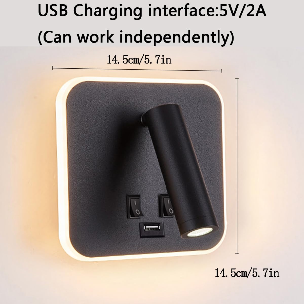 AIRTWESD USB Charging Port Wall Wash Light Black Bed LED with Interior Wall Adjustable Spotlight Reading lamp Wall lamp Bedroom Indoor Bedside Lamp