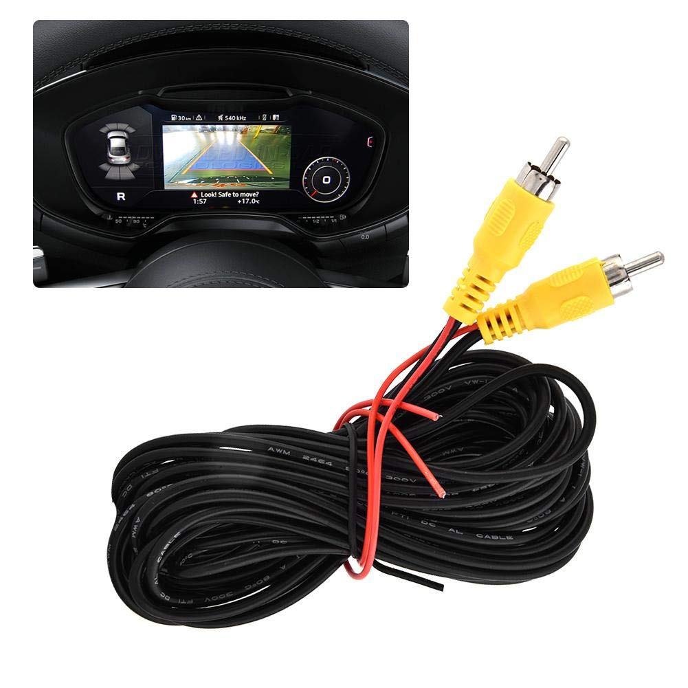 Gorgeri Reversing Camera Cable Cable for Car Camera 6M Male to Male Car Reverse Rear View Parking Camera Video AV Cable Cord Cable for Reverse Camera