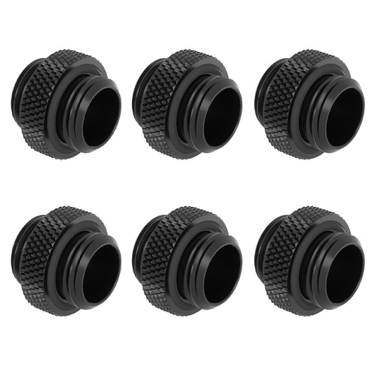 Dracaena.io 6 Pack G1/4" Thread, Male to Male Mini Extender Fitting with Tighten O-Ring, Compression Fitting for Computer Water Cooling System, Black