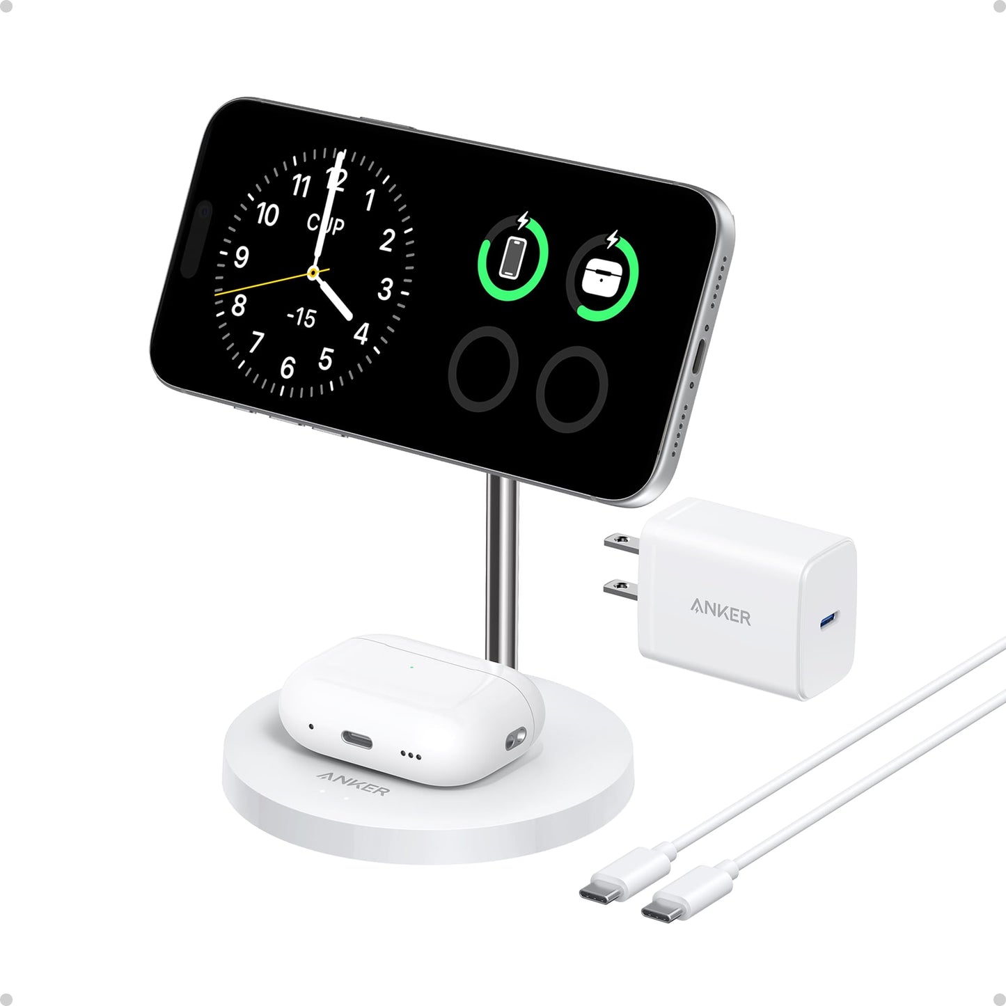 Anker MagGo 2-in-1 MagSafe Compatible Qi2 15W Wireless Charging Stand