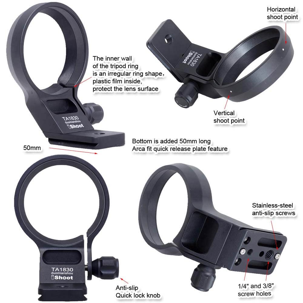 iShoot Tripod Mount Ring Lens Collar Compatible with Tamron 18-300mm f/3.5-6.3 Di III-A VC VXD B061 (X/E Mount), Lens Support Holder Bracket Bottom is