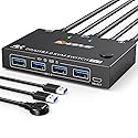 KCEVE KVM Switch 1 Monitor 2 Computers Displayport, USB 3.0 KVM Switch Displayport for 2 Computer Share 1 Monitor and 4 USB Devices, 4K@144Hz
