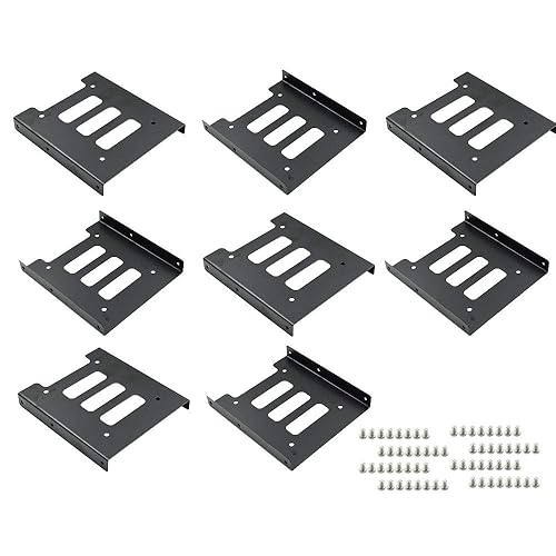 PHITUODA 8Pcs 2.5" to 3.5" SSD HDD Hard Disk Drive Bays Holder Metal Mounting Bracket Adapter with Screws for PC