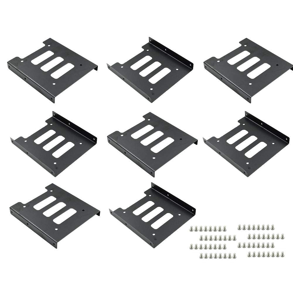 PHITUODA 8Pcs 2.5" to 3.5" SSD HDD Hard Disk Drive Bays Holder Metal Mounting Bracket Adapter with Screws for PC