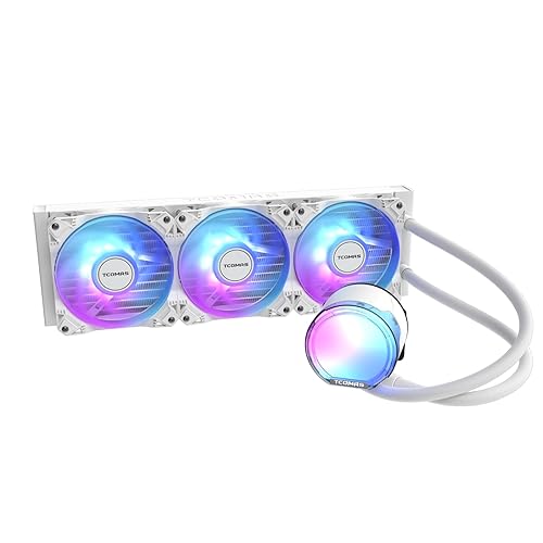 TCOMAS LE100 360mm AIO Liquid CPU Cooler - ARGB Full-Cover Lighting, FOC 3-Phase Pump, 2500RPM PWM Fans, 81.8CFM Airflow, 3.2mmAq Pressure - Intel
