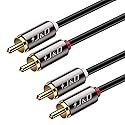 J&D 2 RCA M/M Stereo Audio Cable, Gold-Plated 2RCA Male to 2RCA Male Copper Shell Auxiliary Audio Cord for Home Theater HDTV Amplifiers Hi-Fi Systems
