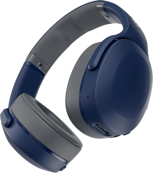 Skullcandy Crusher Evo Wireless Bluetooth Headphones Blue/Grey, Multi-Sensory Bass, 40Hr Wireless, Noise Isolating Over-Ear, Mic for iPhone/Android…