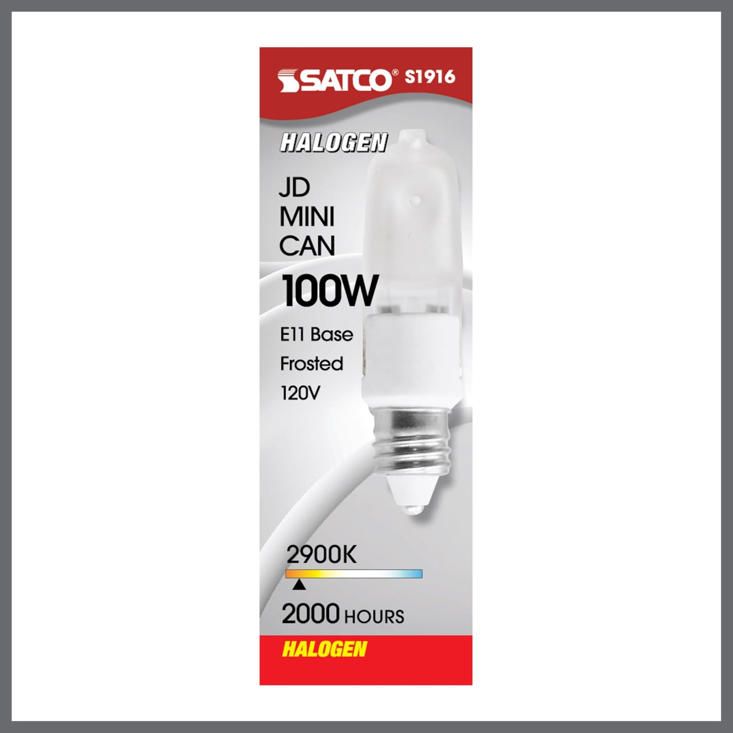 Satco S1916 120V 100-Watt T4 E11 Base Light Bulb, Frosted