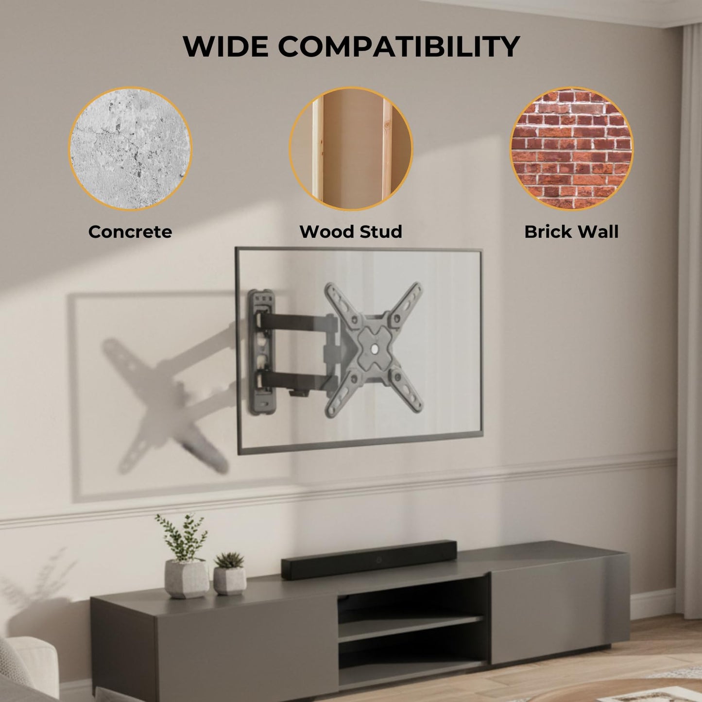 CondoMounts TVA8022 Full Motion TV Wall Mount for 12”-40” TVs Upto 44lbs, VESA 200x200, Corner Mount 32 inch and 40 inch
