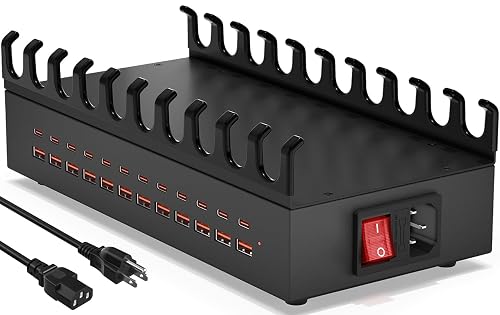 300W USB Charging Station, 24 Port Fast Charging Station for Multiple Devices, PD USB C Charger Block, Smart Power Delivery & Multi Protection