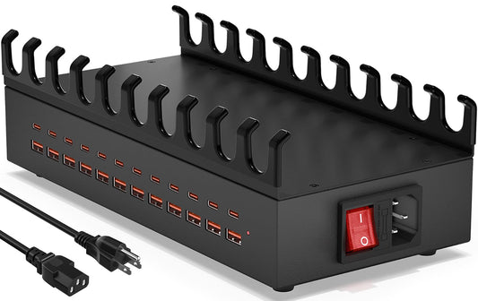 300W USB Charging Station, 24 Port Fast Charging Station for Multiple Devices, PD USB C Charger Block, Smart Power Delivery & Multi Protection