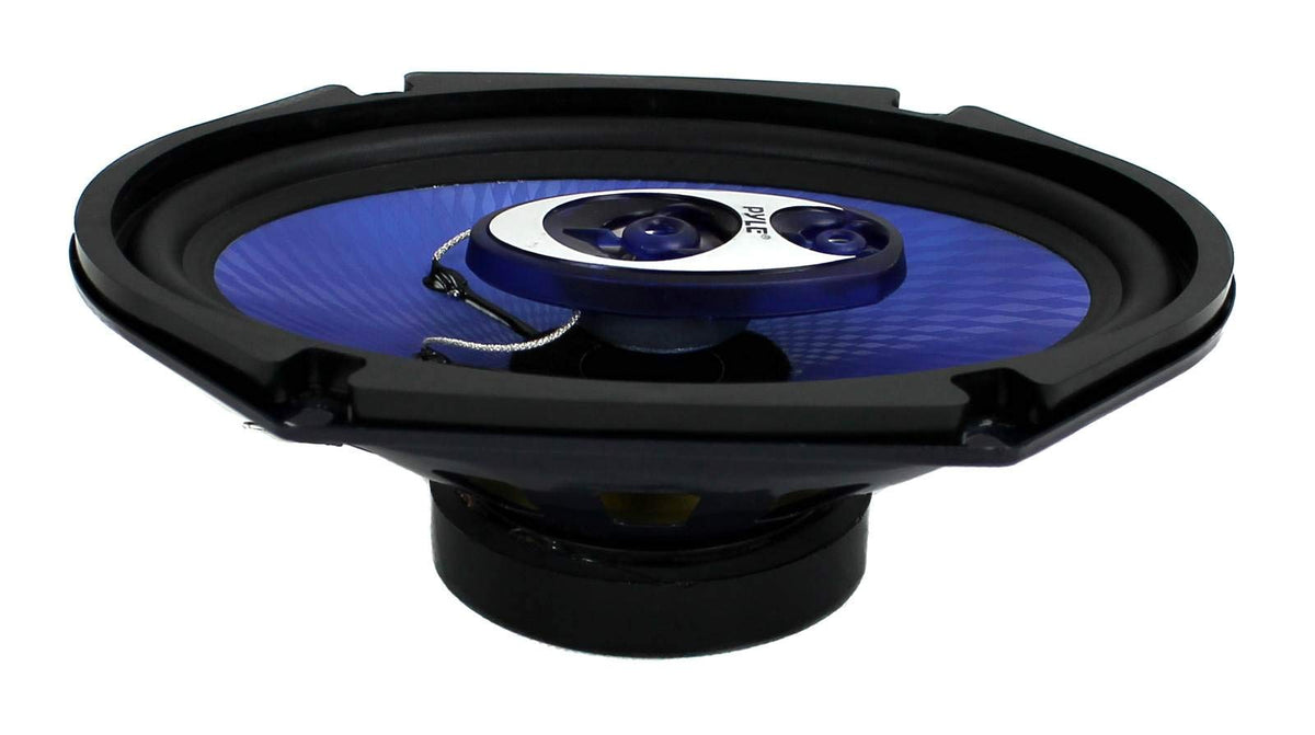 Pyle 6” x 8” Car Sound Speaker (Pair) - Upgraded Blue Poly Injection Cone 3-Way 360 Watts w/ Non-fatiguing Butyl Rubber Surround 70 - 20Khz Frequency Response 4 Ohm & 1" ASV Voice Coil - Pyle PL683BL
