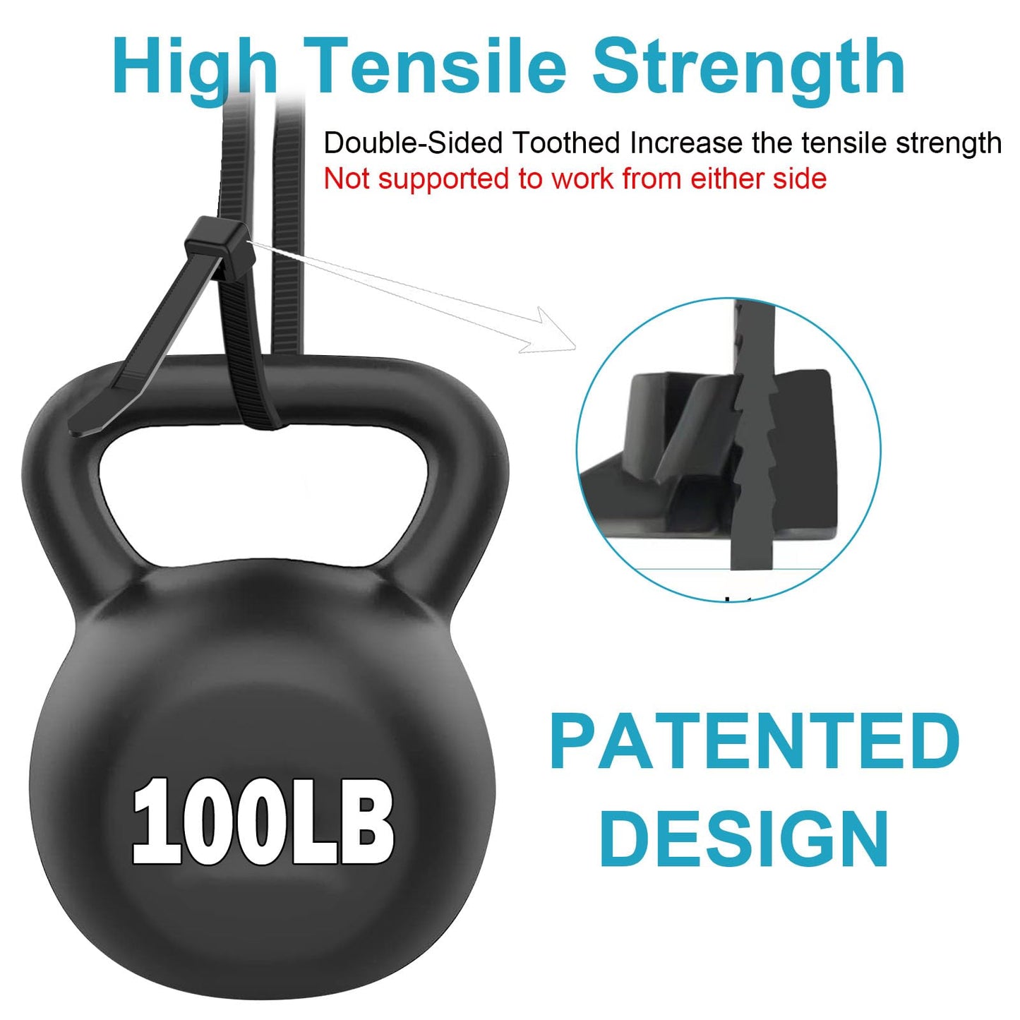 12 Inch Zip Ties Double Sided Toothed,100 LBS Tensile Strength Heavy Duty Cable Wire Ties With Self-Locking Adjustable More Durable Nylon Tie Wraps