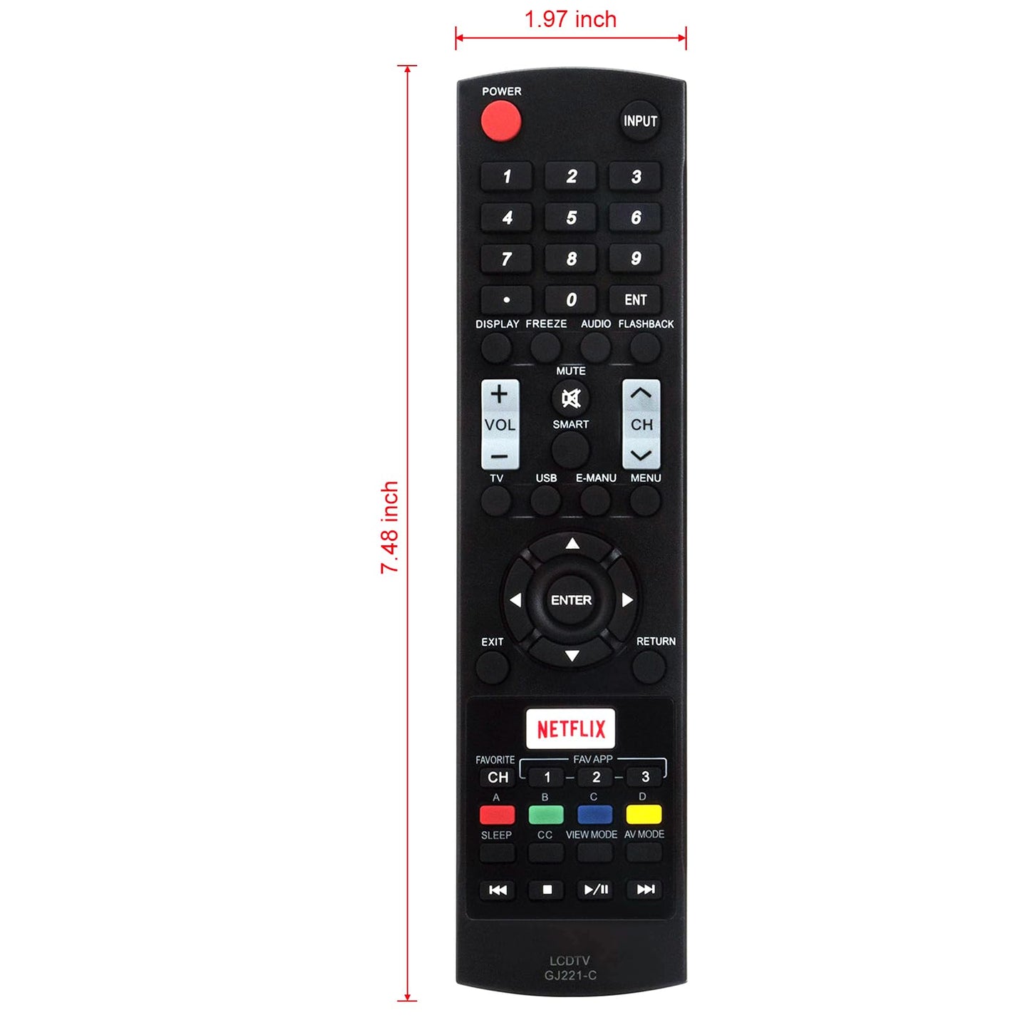 GJ221-C Replaced Remote fit for Sharp LCD TV LC32LE653U LC-32LE653U LC40LE653U LC-40LE653U LC43LE653U LC-43LE653U LC48LE653U LC-48LE653U LC55LE653U