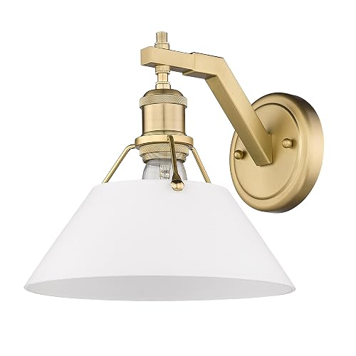 Golden Lighting Yep Orwell 1-Light Wall Sconce in Brushed Champagne Brass and Opal Glass