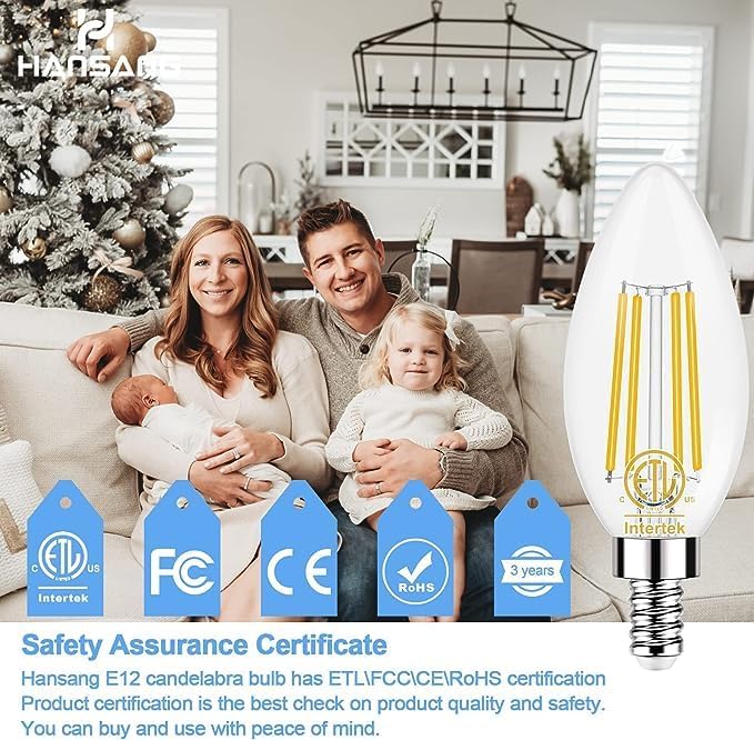 hansang E12 LED Candelabra Light Bulbs 40W Equivalent 5000K Daylight
