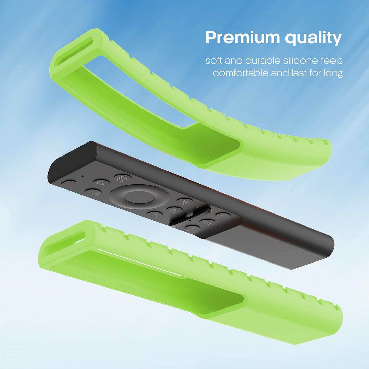 JCMOYUTY AH81-15047A Remote Cover for Samsung Soundbar HW-Q60C HW-B650 HW-C450 HW-Q60B AH81-15439A Q990C Remote Case Silicone Protector Green Glow in
