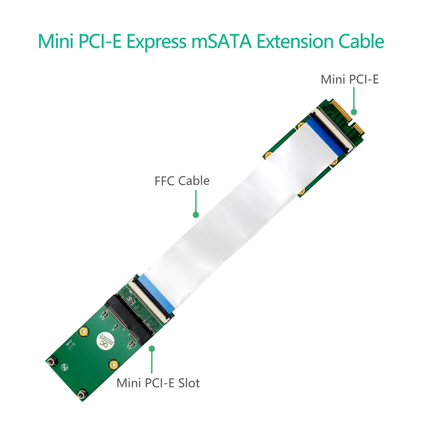 SUPERPLUS Mini PCI-E Express mSATA Extension Cable for Wireless Card & Half/Full-size MiniCard Adapter