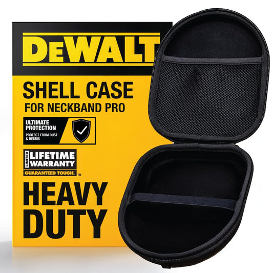 DEWALT Heavy Duty Protective Headphone Case for Neckband Earbuds, Compact Lightweight w/EVA Earphone Hard Shell Case, Headset Travel Carry Shockproof
