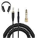 V-MOTA Replacement Spring Coiled Aux Cable Extension Cord with 6.35mm Adapter for Sennheiser HD599 HD598 HD518 HD558 HD579 HD569 Headphones,10 Foot