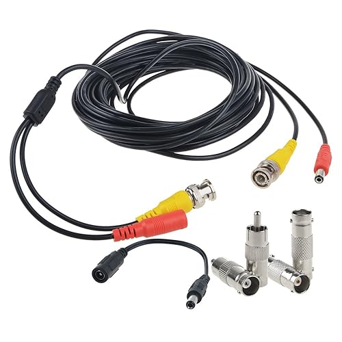 Flashmen 25ft 1 Pack BNC Video Power Cable Security Camera Wire Cord for CCTV DVR Surveillance System One Cable with 2X BNC to RCA connectors 2X BNC