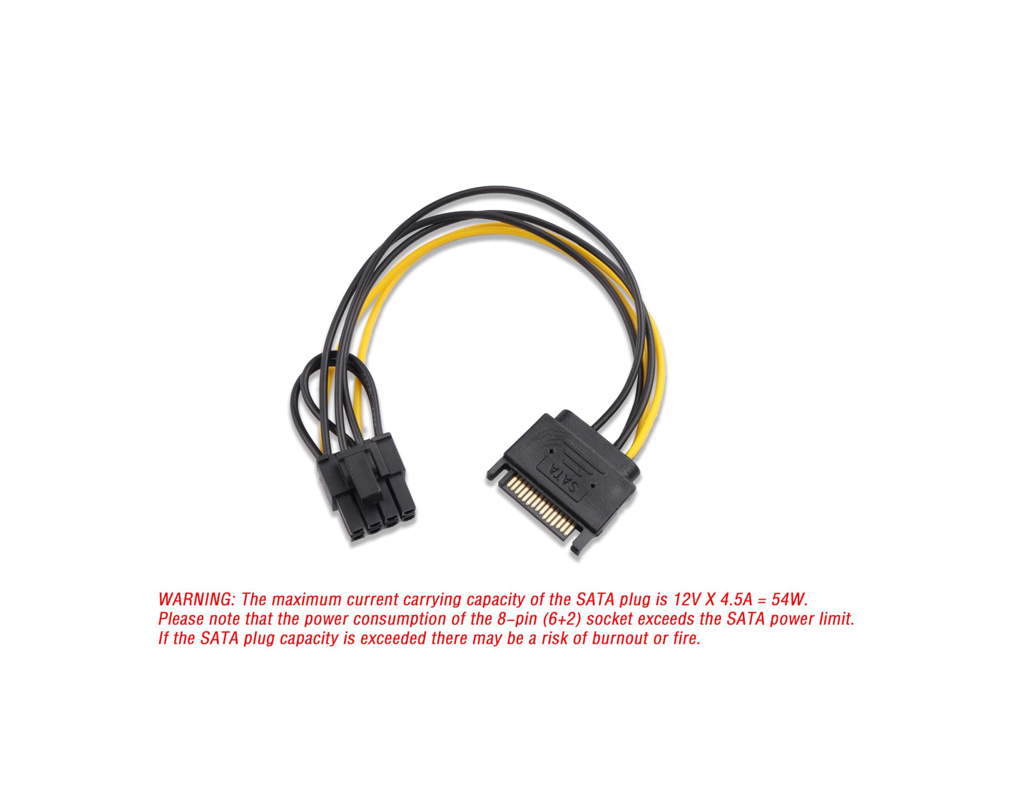 ELFJMZP 15-Pin SATA Male to 8 Pin (6+2 Pin) PCI-Express Female Video Card Power Adapter Cable(Pack of 2)
