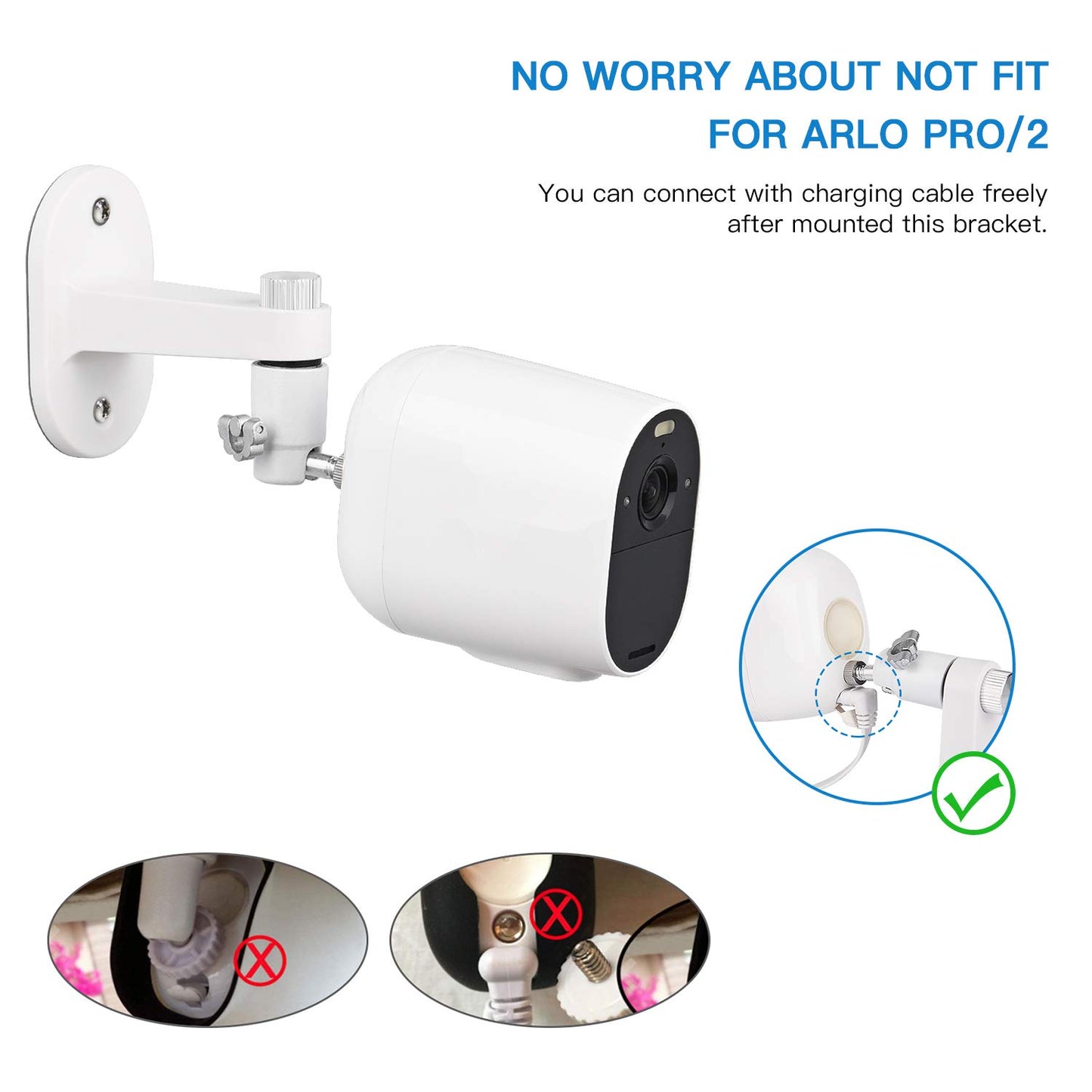2Pack Security Wall Mount for Arlo Pro/Pro2/Pro3/Pro4/Ultra/Ultra2/Essential Spotlight Camera, Adjustable Indoor/Outdoor Mounting Bracket for Your