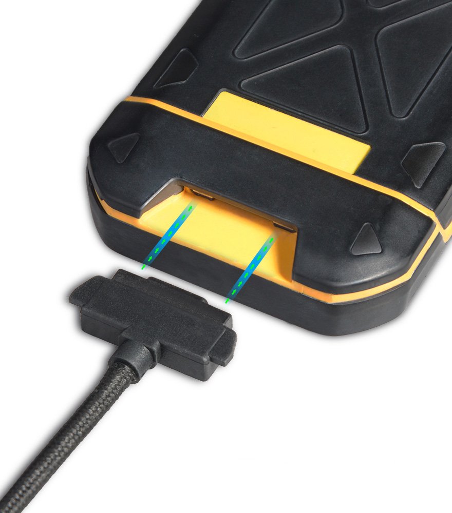 Nakedcellphone Charger for Sonim XP5/XP6/XP7, Brand Black [Rugged Braided] USB Charge/Sync Cable Cord [with Magnetic Contacts] for XP5700, XP6700
