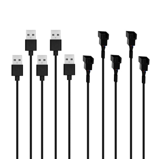 5Pcs USB to 3Pin PWM PC Fan 5V USB Sleeved Fan Power Adapter Cable, USB to 3 Pin Case Fan Computer Cooler Cooling Fan Power Cable (11.8inch 30cm)