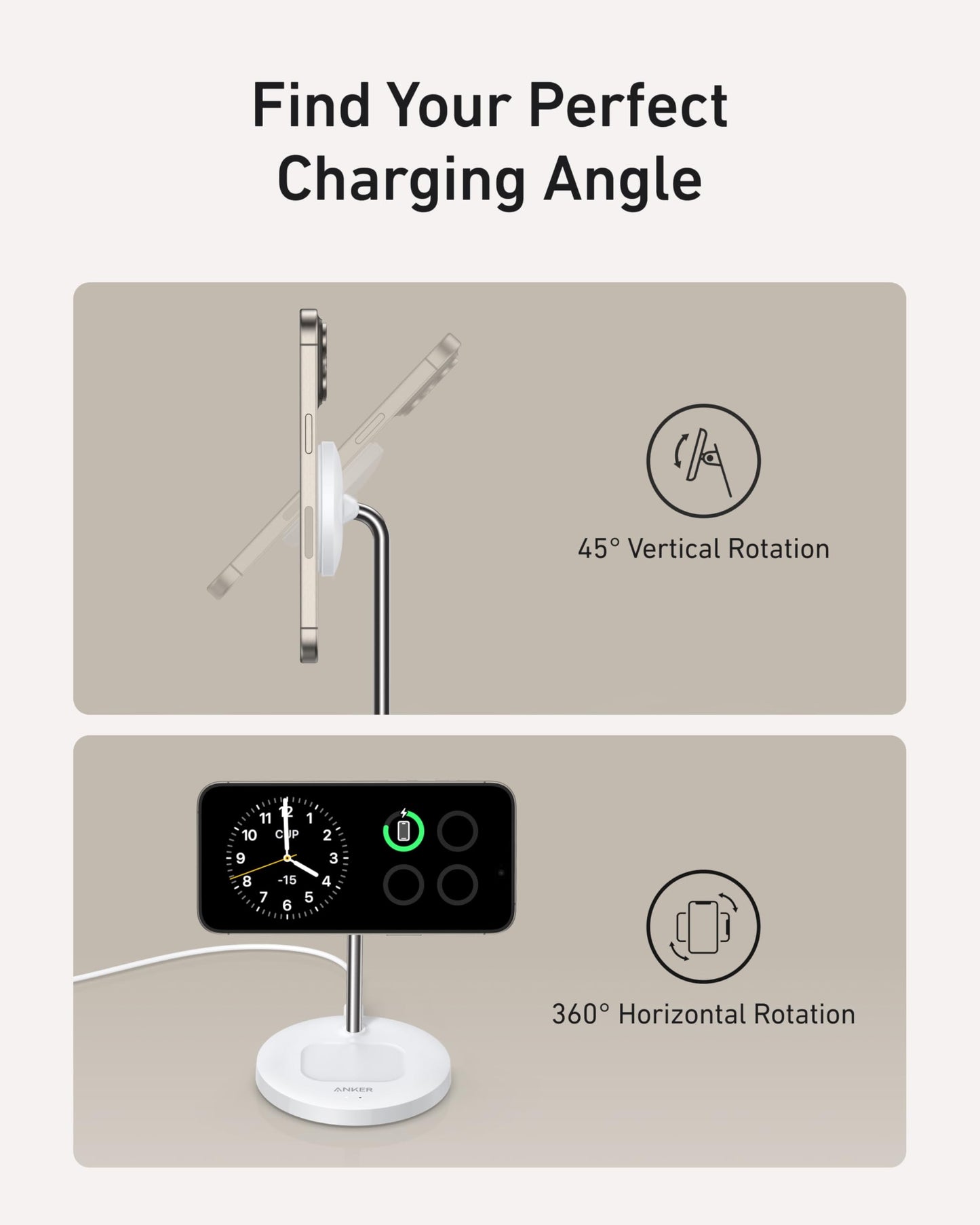 Anker MagGo 2-in-1 MagSafe Compatible Qi2 15W Wireless Charging Stand