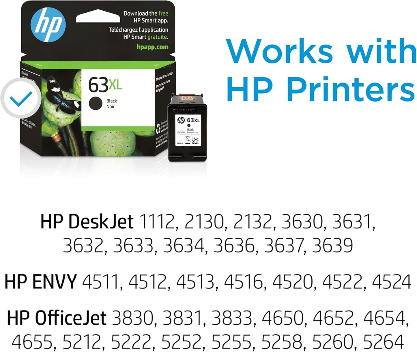 HP 63XL Blk/63 CMY Original Ink Bundle for DeskJet 2100/3600 Envy 4500/5000