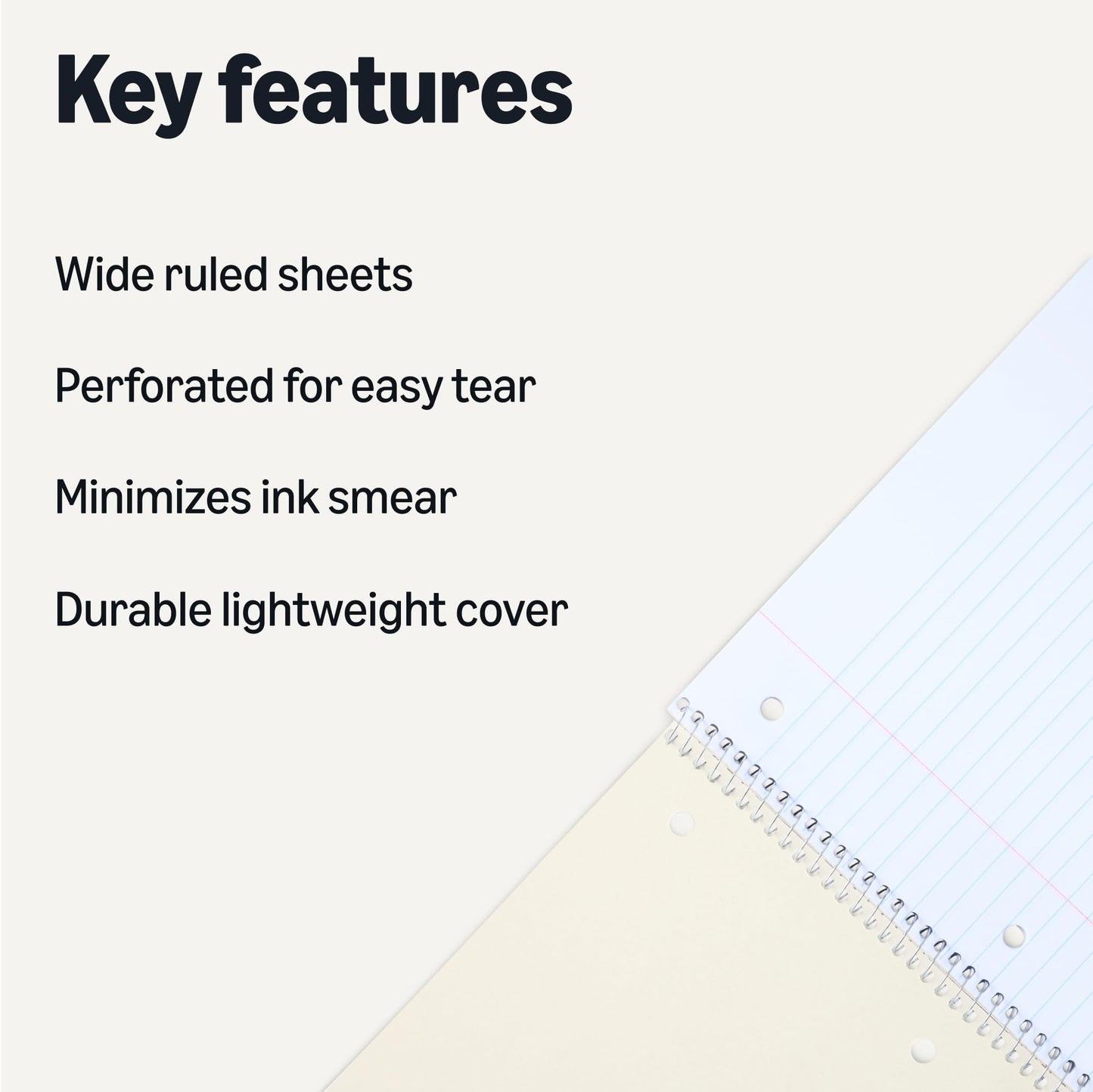 Amazon Basics Wide-Ruled Spiral Notebooks with Perforated Pages, 70 Sheets, 8" x 10.5", Light Blue, 2-Pack