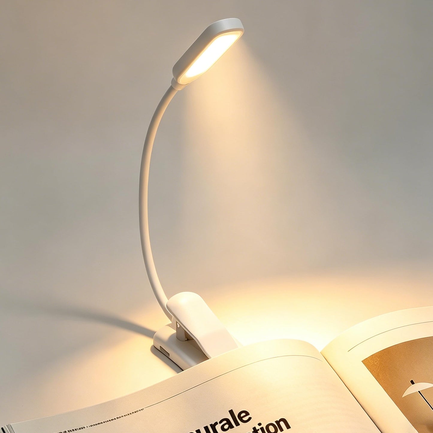 Ruoaueob Rechargeable Reading Light, 10LED Beads with 3 Color Temperatures (3000K-6000K), Eye-Caring for Reading, Portable Book Clip Design + Non-Slip