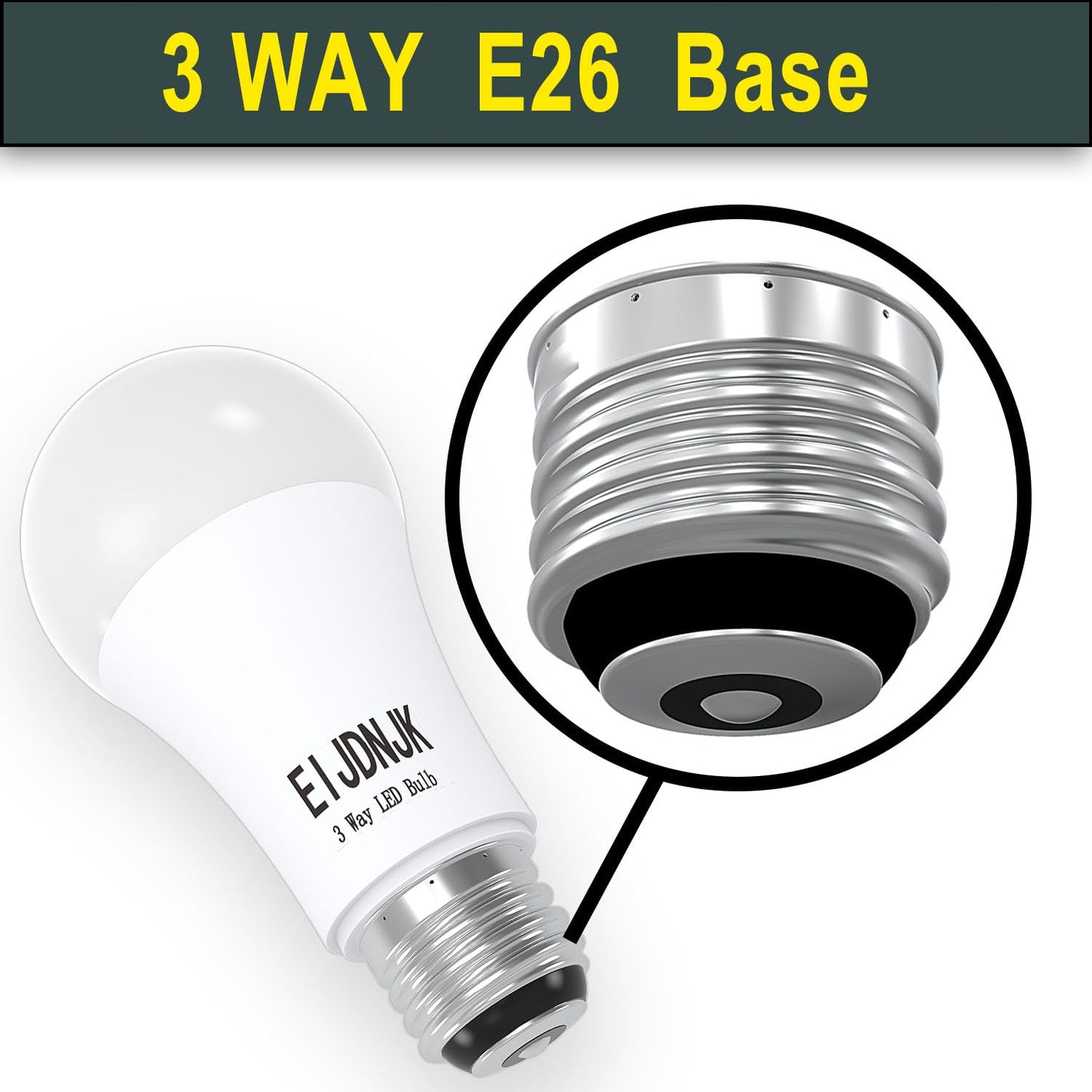EIJDNJK 3 Way LED Light Bulbs 30 70 100 W Equivalent Soft White 3000K 2-Pack,Three Way Light Bulbs A19 E26 Base, 3 Way Light Bulbs,E26 Base LED Light