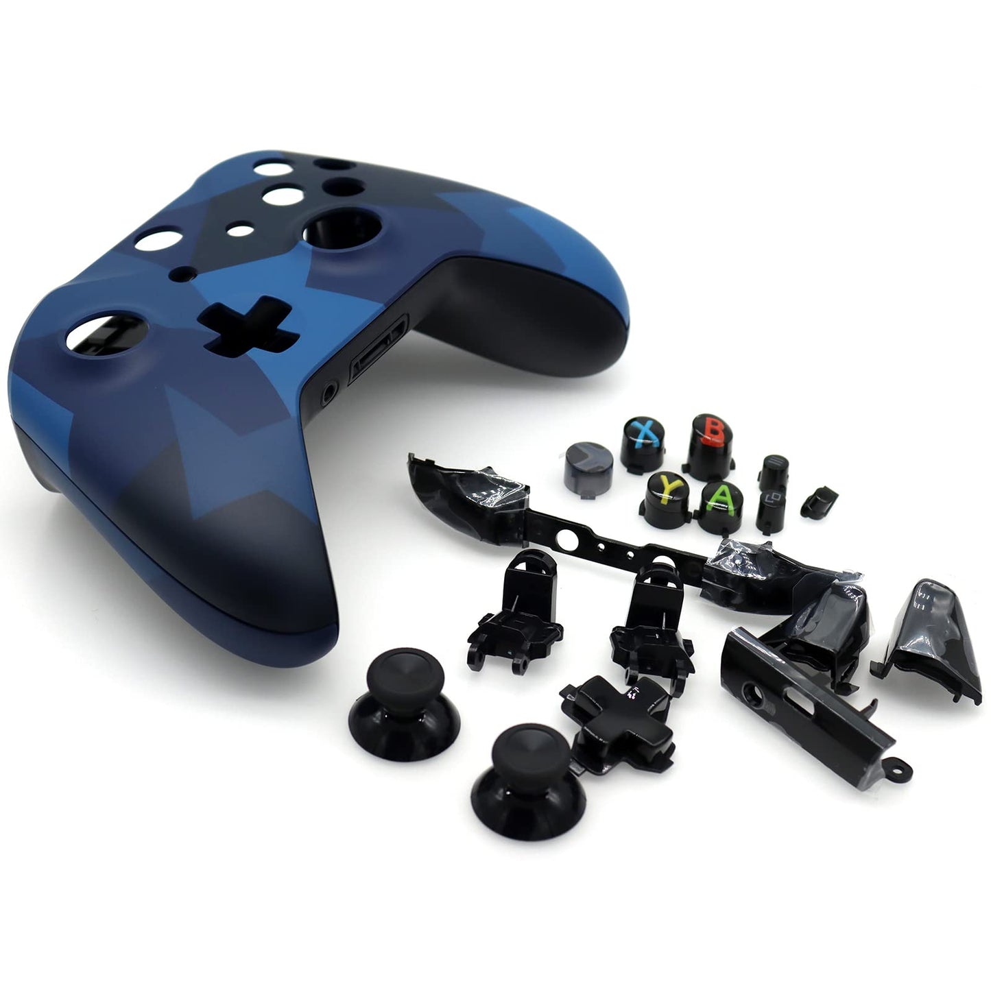 Deal4GO Full Housing Shell kit w/Thumbstick/Buttons/RB LB Bumper/Frontplate Replacement for Xbox One Controller Blue