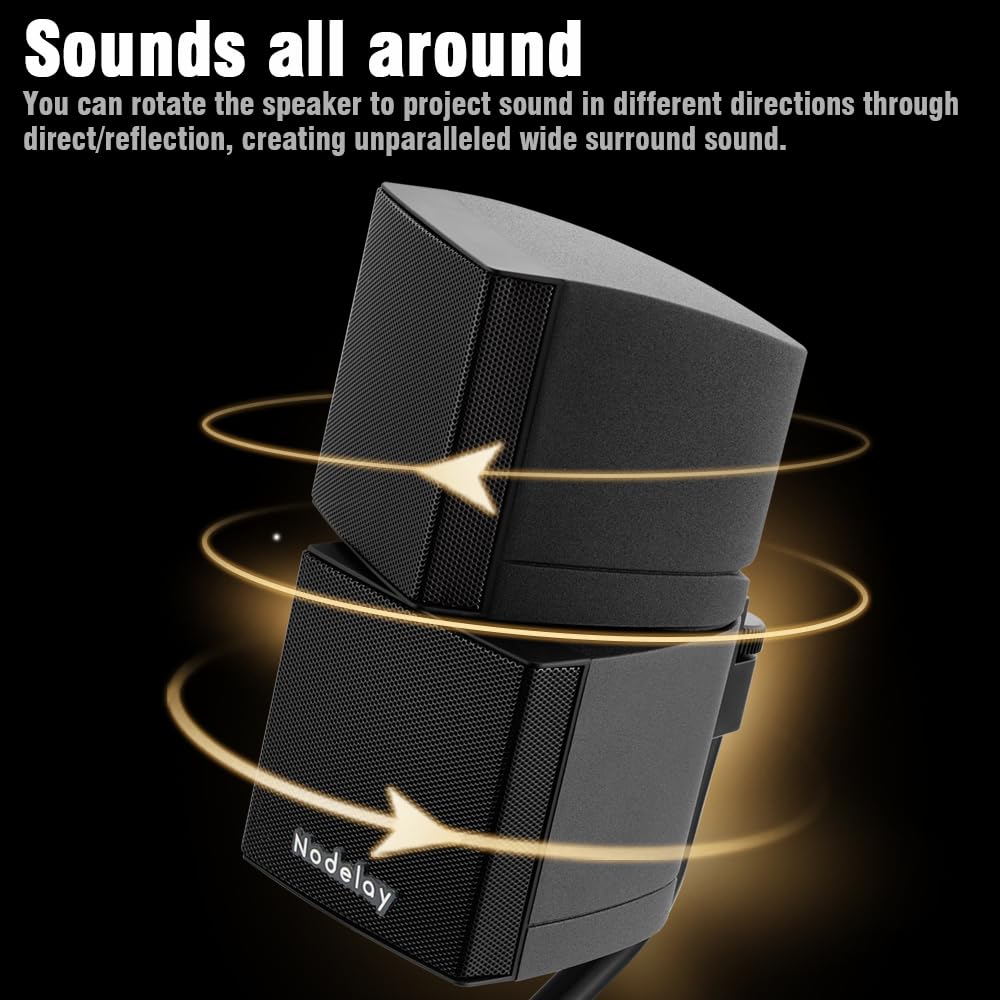 Nodelay AM18 Wall Mount Passive Speaker, 360° Rotation Direct/Reflected Surround Sound, Airflow Bass Group, High Output in Small Size, Perfect