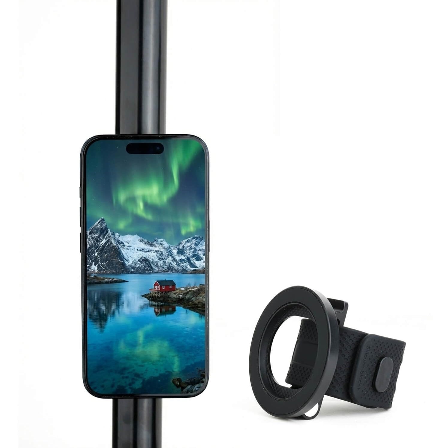 POWRIG Magnetic Phone Mount for Outdoor Activities - Compatible with Golf Carts, Yachts, Strollers, and More | Adjustable Silicone Strap & Anti-Slip