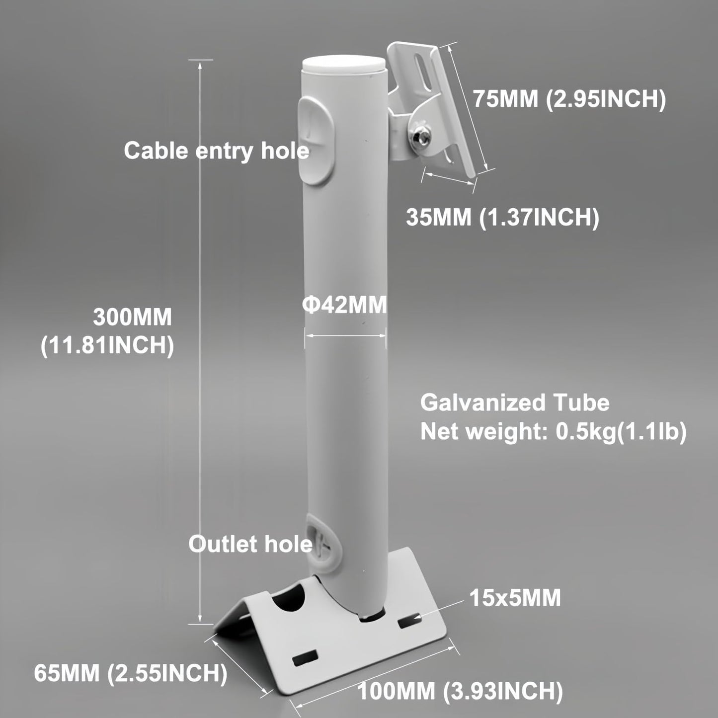 GledeYeTec Surveillance Security Camera Mount Bracket, CCTV Wall Mounting Bracket Stand Galvanized Tube Wall Corner Mount Bracket for Heavy-Duty