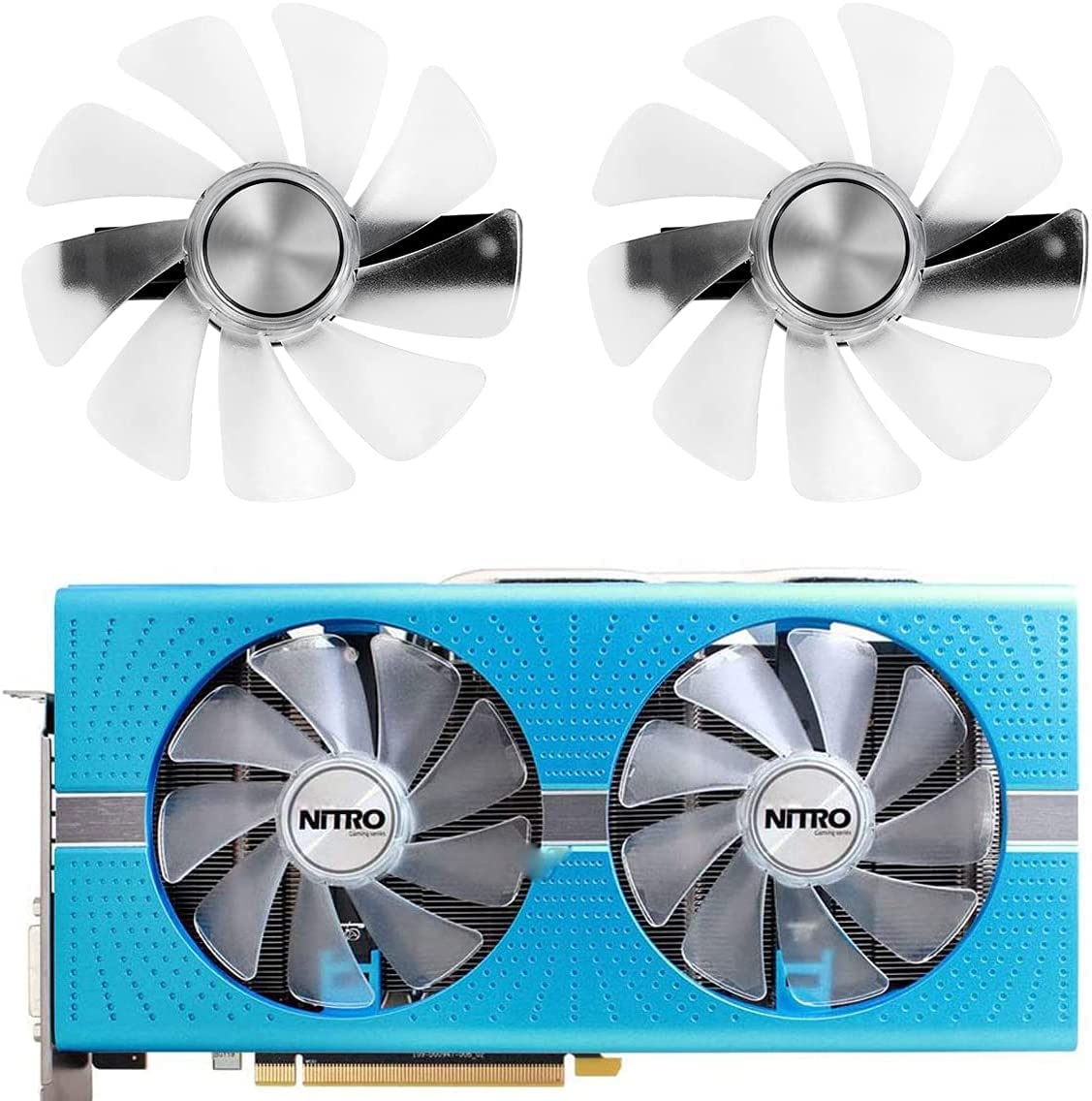 inRobert CF1015H12D GPU-Fan-Replacement for Sapphire Radeon Nitro+ RX 590 Graphics Card (2pcs White Fan with Red Light)