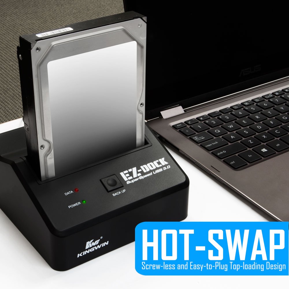 Kingwin USB 3.0 Hard Drive Docking Station for 2.5” & 3.5” SATA HDD/SSD, Hot Swap, Tool-Free, UASP Support, 5Gbps High-Speed Transfer, PC Laptop