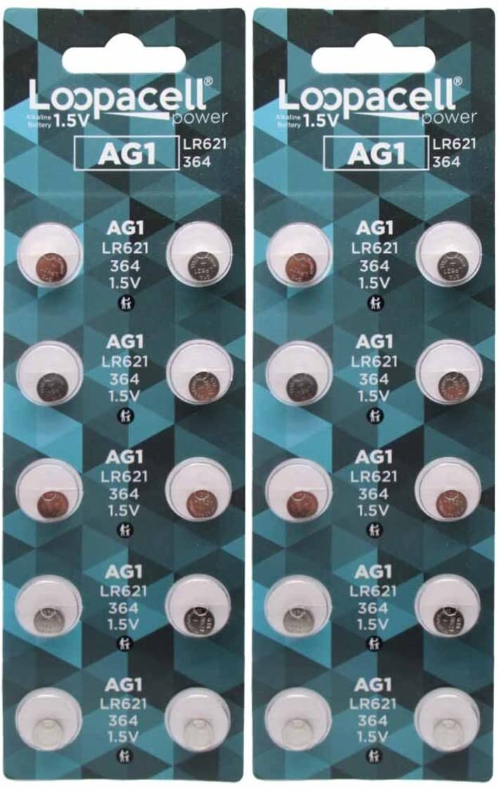 LOOPACELL AG1 LR621 364 Alkaline Watch Batteries X 20